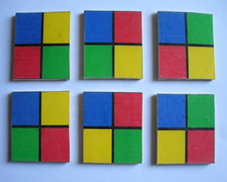 6 cuadrados ~ 4 colores