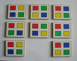8 cuadrados ~ 4 colores