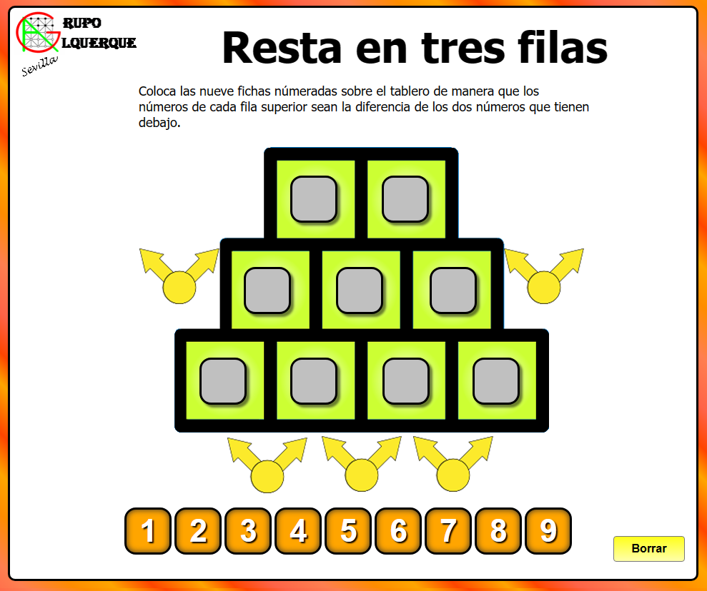Resta en tres filas