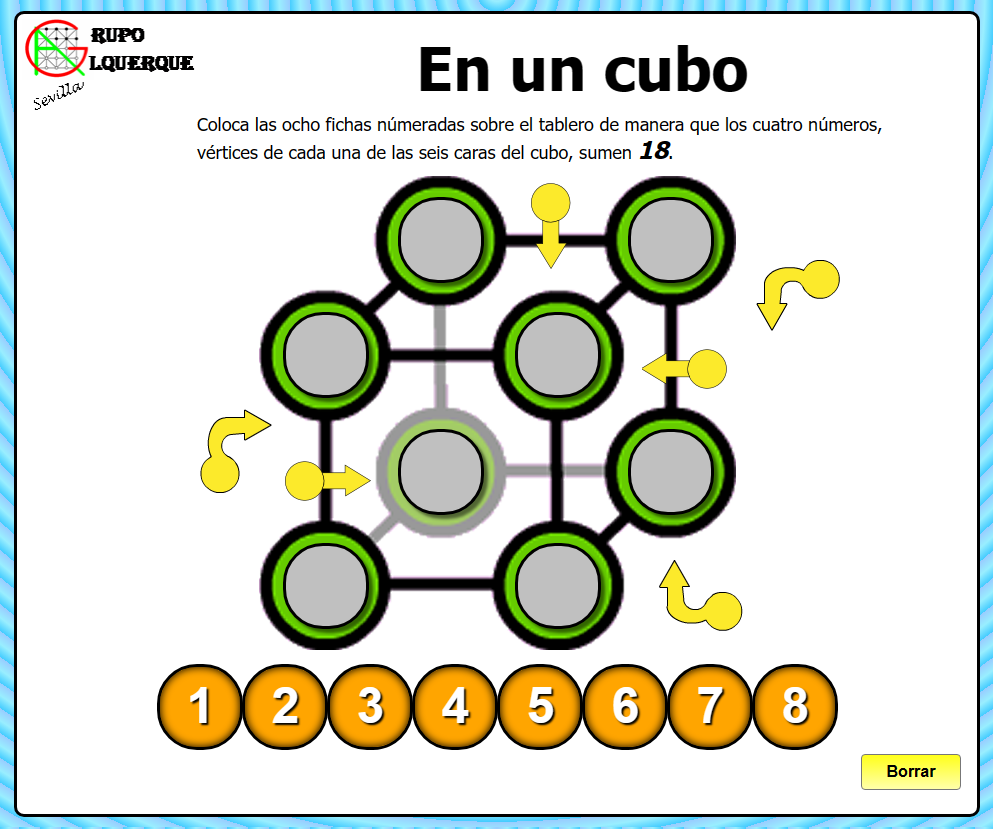 8 d&iacute;gitos en un cubo