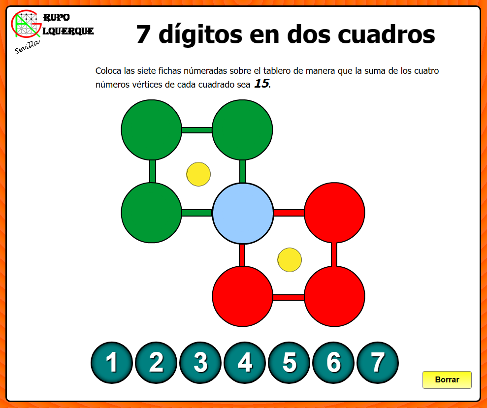 7 d&iacute;gitos en dos cuadros