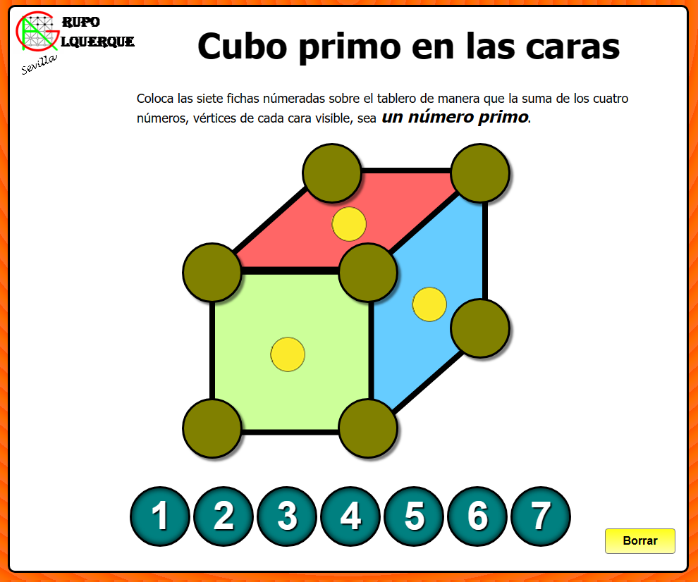 Cubo primo en las caras